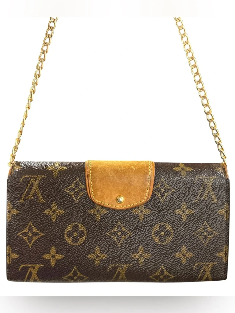 Louis Vuitton Monogram & Vachetta Leather Boetie Bowtie Sarah Wallet on Chain